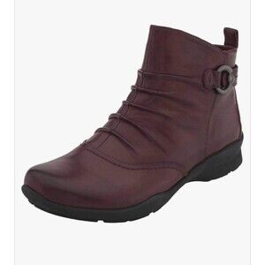 Earth Ankle Bootie Alta Bordeaux Leather Women’s 7 Wide Ruched Side Zip Boots